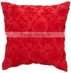 16x16 Inch Red Solid Floral Bouquet Throw Pillow Cover