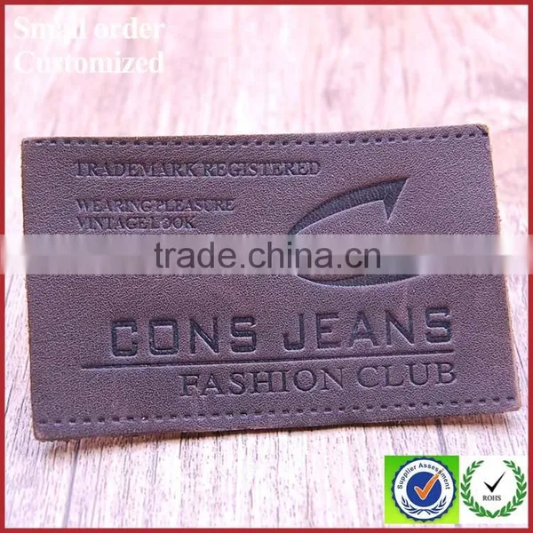 Private Embossed Yellow Logo pu Bag Shirt Label Leather photo-5