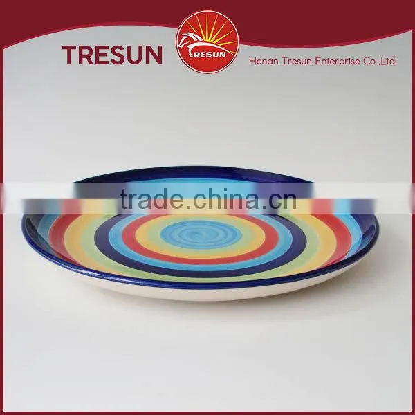 Hot Selling Colorful Strip 10.5 Inch Handpainted Ceramic Plate photo-2