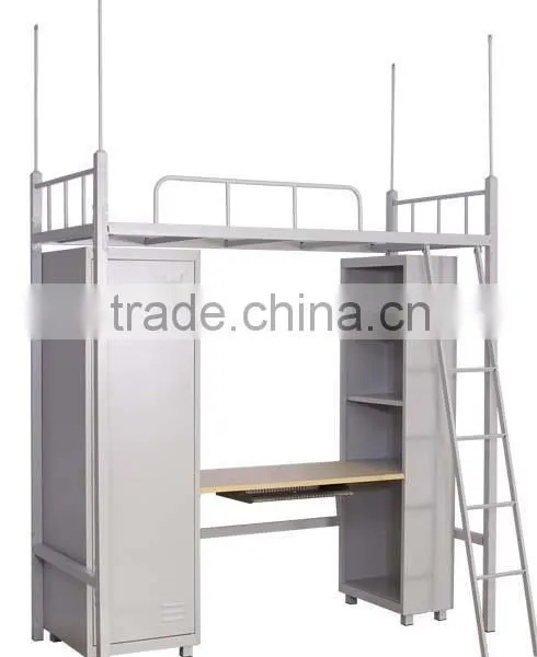 Wholesale Durable College Apartment Bed Series Steel Bed With Desk and Wardrobe Cabinet