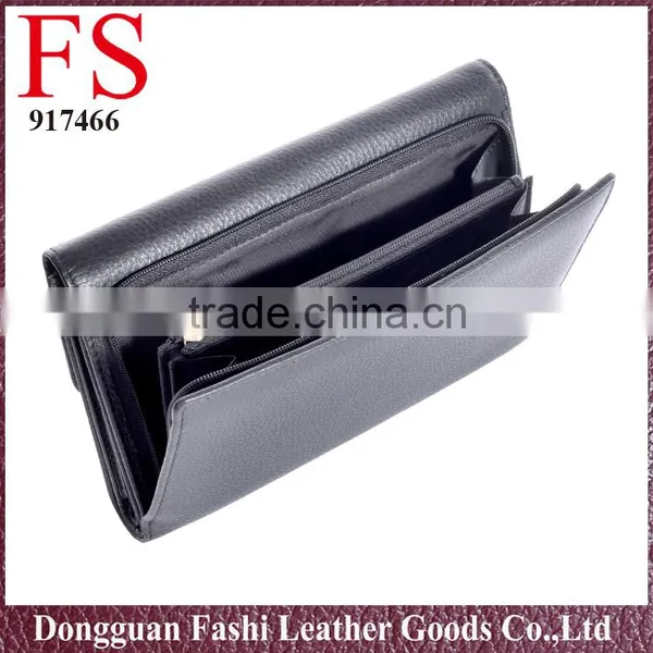 Women Long Black High Quality Leather Wallet photo-3