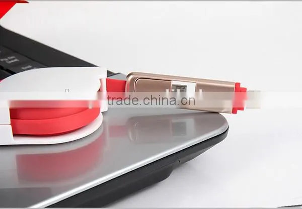 2016 Factory Wholesale High Quality Promotional Gift TPE Material Retractable 2 in 1 Micro USB Cable Sync Data Charging photo-5