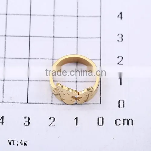 2016 New Arrival Fashion Wholesale Gold Covering Stainless Steel Double Bear Finger Ring photo-2