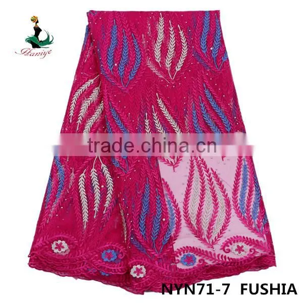 2016 Haniye African French Net Lace Embroidery Tulle Lace Fabric for Wedding and Party /NYN71 photo-5