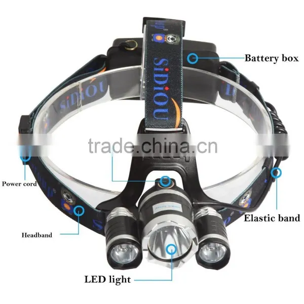 Sidiou Group 30W 5000 Lumens 3x XM-L T6 LED Headlamp Waterproof Rechargeable 3 Bulbs High Power Zoom Headlight photo-4