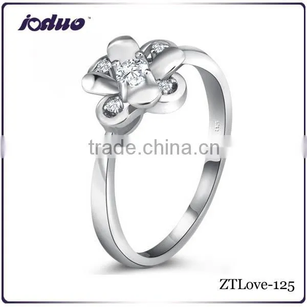 Korean Edition Ladies Fashion Jewelry Flower Design 925 Sterling Silver Rings