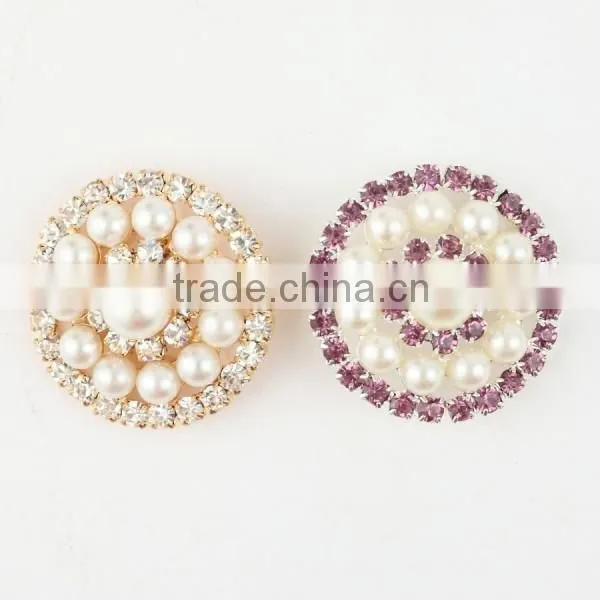 Wholesale Fashion Round Rhinestone Button With Plastic Pearl for Apparel Decoration photo-3