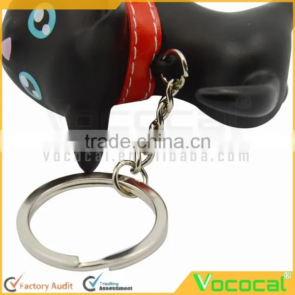 Vinyl Cat Doll Pendant Metal Stainless Steel Key Ring Keychain photo-4