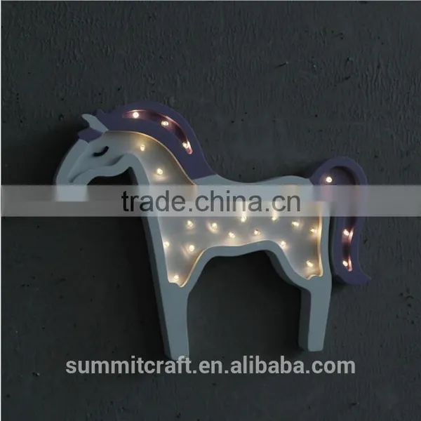 Cute Dreamy Wood LED Wall Hanging Unicorn Lighting photo-2