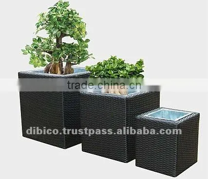 Square PE Rattan Garden Flower Planter 2012