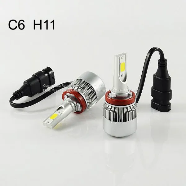LED фара C6 h8 h9 h10 h11 cob 30Вт/лампа 60Вт/набор 6400 лм/набор Лампы LED для фар высокого и низкого света
