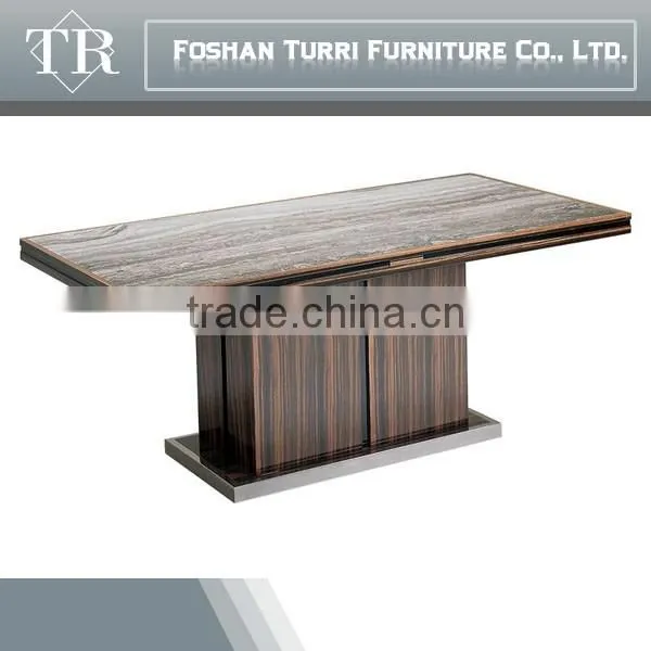 Modern Marble Travertine Top Hardware Base Coffee Table photo-3