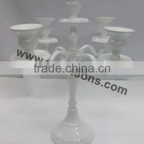 White Finish Aluminum Polish Five Arms Candelabra photo-3