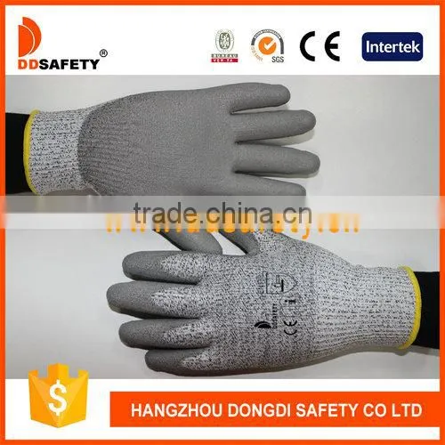 DDSAFETY 2017 Good Quality Level 5 Grey PU Cut Resistant Glove photo-2