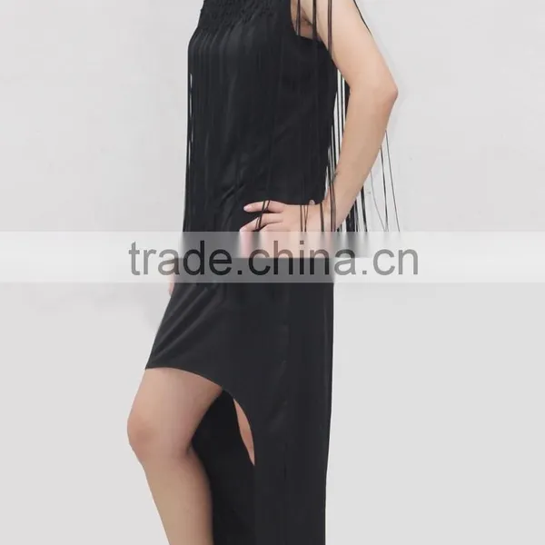 Top Quality Women Fashion Swallow Tail Dress,professional Design Ladies Casual Dresses With Fringe photo-2