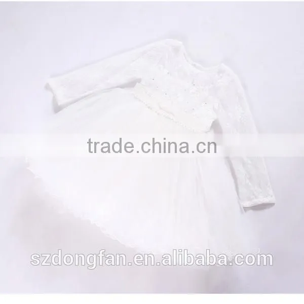 Baby Girls Fall Lace Long Sleeve White Tutu Dress photo-4
