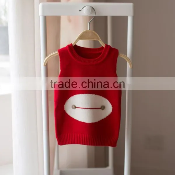 S32889W Kids Girls Knitted Vest Coat 2017 Cotton Cartoon Sweater Waistcoat Baby Girls Vest photo-5