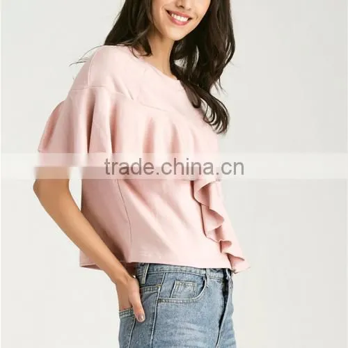 2017 Summer Women Cotton Women Ladies Short Sleeve Blouses for Office photo-3
