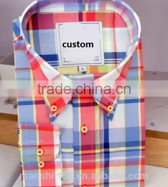 Latest Fashion Designer Button Down Shirt Gingham Plaid Shirt photo-2