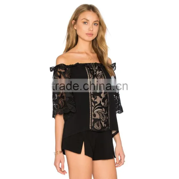 Ladies Off Shoulder Lace Fancy Stylish Top photo-2