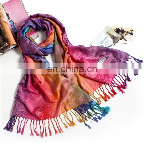 100% Cotton Rainbow 5 Colorful Rose Tippet Opera Cape Shawl Pashmina
