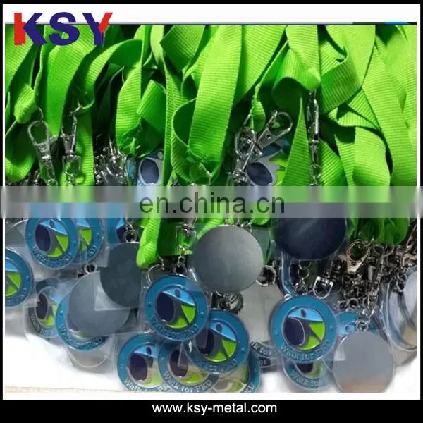 Soft Enamel Cheap Custom Medals Medals With Green Ribbon