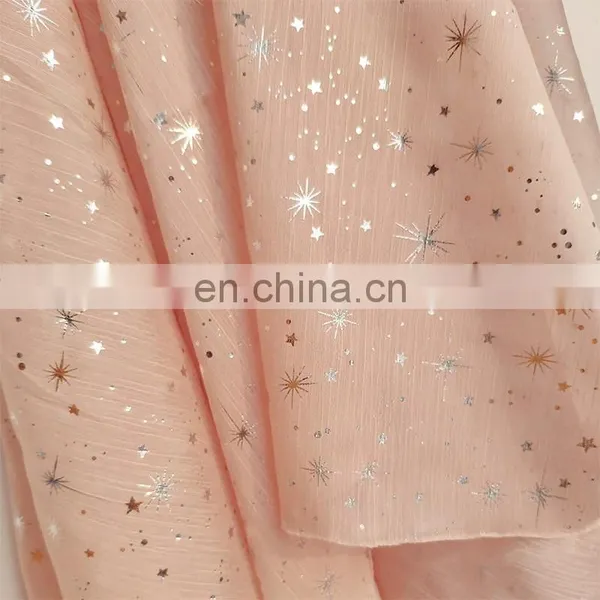 Wholesale Polyester High Quality Crinkled/Creped/Wrinkled Bronzing Chiffon Printed Fabric for Dress photo-5