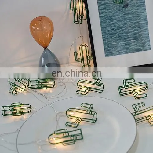 Quality Led Metal Iron Green Mini Cactus String Lights Garden Decorative Indoor Party Wedding Waterproof Fairy Strip Light photo-3