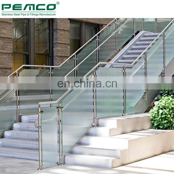 Indoor Staircase Glass Balustrade Post Stainless Steel Stair Glass Railing Clamp Designs photo-5