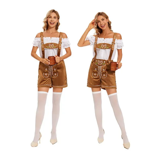 High Quality Traditional Women Kurzhose Trachten Lederhosen - Oktoberfest Shorts - Bavarian 2024