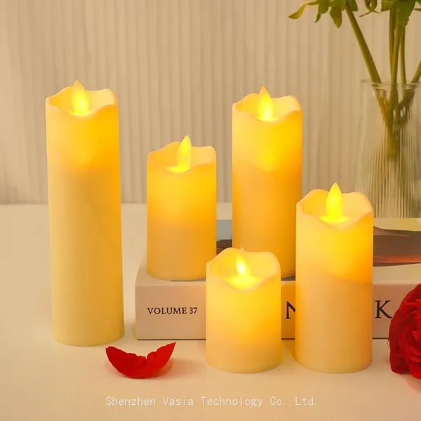 LED Electric Flameless Candle Light Flickering Plastic Pillar for Festival Wedding Celebration