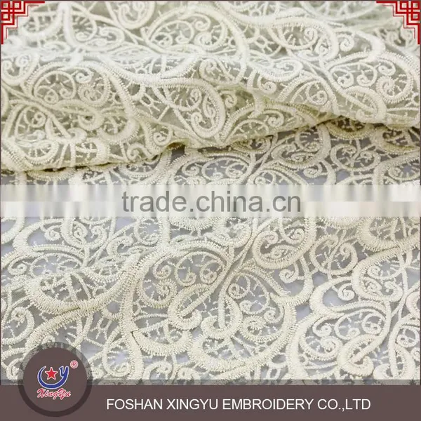 Fashion Lowest Price Wholesale 100% Golden Yarn Embroidery Designs Ladies Tops Gold Lace Fabric Quality Choice photo-2