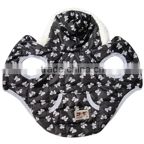 Bow Print Winter Coat Lamb Fabrics Dog Pet Vest photo-3