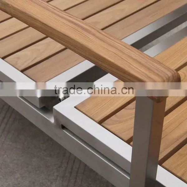 New Design Simple Leisure 1 Set Stainless Steel Teak Pool Luxury Chaise Lounge photo-6