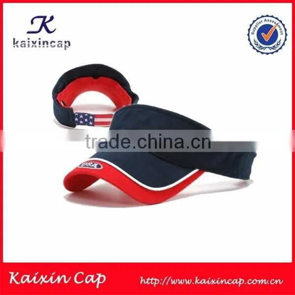 2015 Hot Sale Sun Visor Hat With Red Strips/Cotton Visor Cap