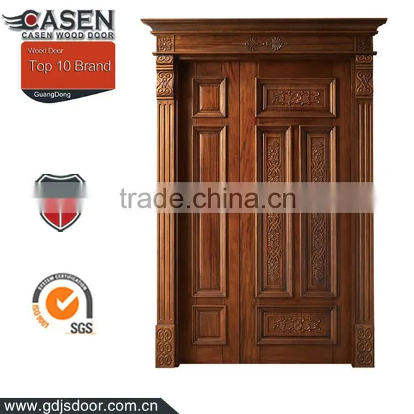 Flower Carving Double Swing Mahogany Villa Entrance Wood Design Door photo-5