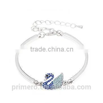 Fashion Women 18k Platinum Filled Clear Austrian Crystal Swan Bracelets Bangles Jewelry photo-2