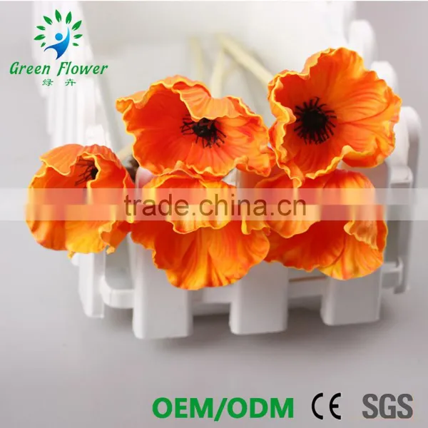 2016 Wholesale Multicolor Latex Artificial PU Flowers Poppie Real Touch Bouquet Wedding Bridal Decor Display Flower photo-6