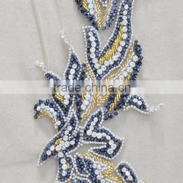 Beautiful Sewing on Mesh Dress Beaded Rhinestone Sew on Bling Applique WDP - 017 photo-3