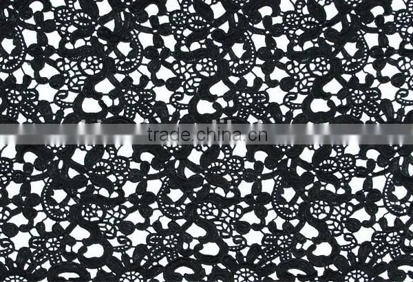 File Milk Silk Water Soluble Lace Hollow Out a Black Cloth Embroidery Stereoscopic Big-name Clothing Embroidery Fabric photo-2
