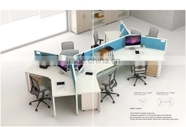120 Degree 3 Person Wooden Office Workstation photo-2