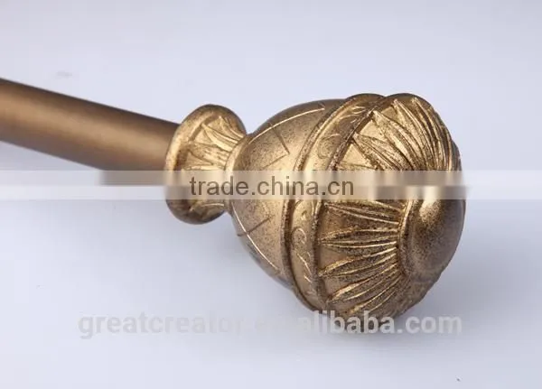 Decorative Open-Work Resin Finials For 3/4" (19mm) Gold Metal Curtain Rods, High Quality Designer Drapery Hardware photo-6
