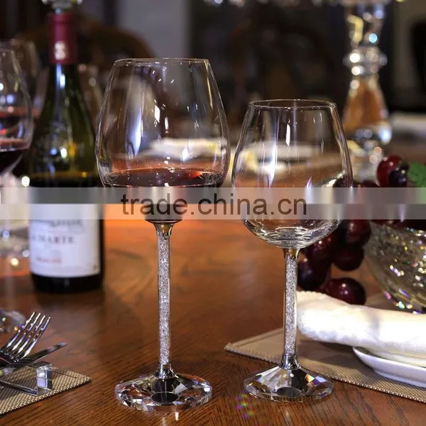Handmade Bulk Crystal Wine Glass With Diamond Stem Blown Quality Choice
