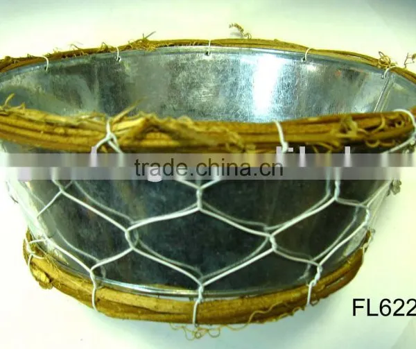 Wicker Galvanized Bucket