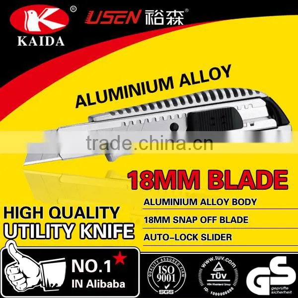 Tool Cutter Auto Retractable Safety 18mm Snap Off Blade Aluminium Alloy Screw-lock Utility Knife photo-3