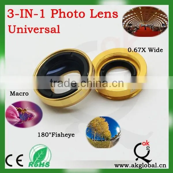 China Supplier Universal Clip 3 in 1 Lens Fisheye Wide Angle Macro Mobile Phone Lens photo-5