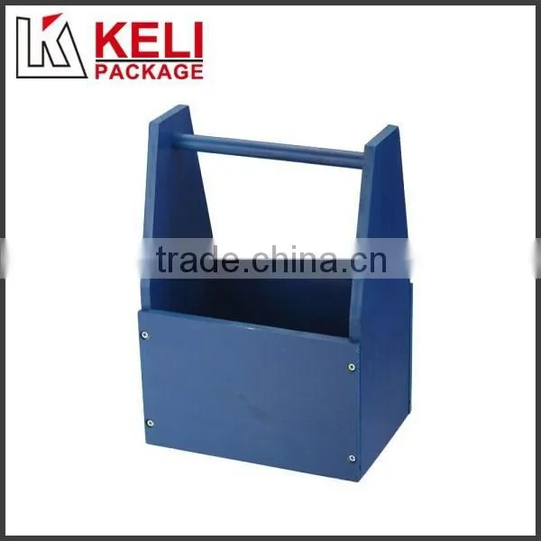High Quality Blue Wooden Wine Tote