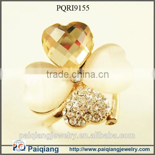 2014 hot latest design fashion four clover diamond ring jewelry