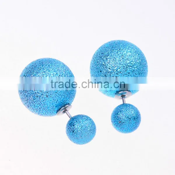 200pairs New Arrival Candy Color Earrings Fashion Double Pearl Earings Jewelry Pendientes Trendy Stud Earrings E070314 photo-6