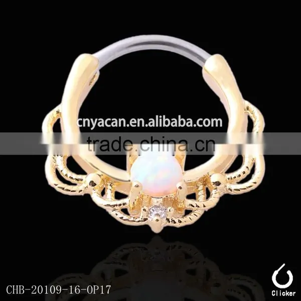 Rattan Ring 316l Opal Septum Clicker Body Piercing Jewelry photo-2